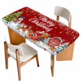 thumbnail image 1 of Red Christmas Table Cloths for 5 Foot Rectangle Tables, Santa Snowman Snowflake Elk Xmas Tree Winter Patio Waterproof Elastic Fitted Tablecloths, Washable Rectangular Table Cover for Camping, 1 of 8