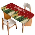 thumbnail image 1 of Red Christmas Table Cloths for 5 Foot Rectangle Tables, Xmas Tree Snowflake Winter Farmhouse Patio Waterproof Elastic Fitted Tablecloths, Washable Rectangular Table Cover for Camping, 1 of 8