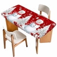 thumbnail image 1 of Red Christmas Table Cloths for 6 Foot Rectangle Tables, Snowman Snowflake Gifts Xmas Tree Patio Waterproof Elastic Fitted Tablecloths, Washable Rectangular Table Cover for Camping, 1 of 8