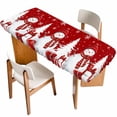 thumbnail image 1 of Red Christmas Table Cloths for 8 Foot Rectangle Tables, Snowman Gifts Xmas Tree Winter Snowflake Patio Waterproof Elastic Fitted Tablecloths, Washable Rectangular Table Cover for Camping, 1 of 8