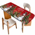 thumbnail image 1 of Red Christmas Table Cloths for 8 Foot Rectangle Tables, Snowman Xmas Tree Snowflake Gifts Elk Patio Waterproof Elastic Fitted Tablecloths, Washable Rectangular Table Cover for Camping, 1 of 8