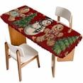 thumbnail image 1 of Red Christmas Table Cloths for 8 Foot Rectangle Tables, Xmas Tree Gingerbread Snowman Winter Patio Waterproof Elastic Fitted Tablecloths, Washable Rectangular Table Cover for Camping, 1 of 8