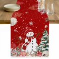 thumbnail image 1 of Red Christmas Table Runner - 70 Inch Long Snowman Xmas Tree Coastal Snowflake Starfish Cotton and Linen Blended Dress Scarves Farmhouse Table Runner for Kitchen Dining, Coffee Table, 13" x 70", 1 of 8
