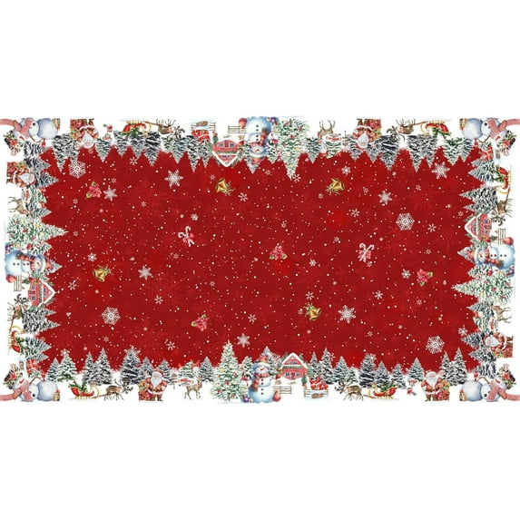 Red Christmas Tablecloth Rectangle 60x102 Inch, Winter Xmas Snowman Santa Christmas Tree Table Cloth Cover Rectangle Table Washable, Holiday Christmas Tablecloths for Rectangle Tables