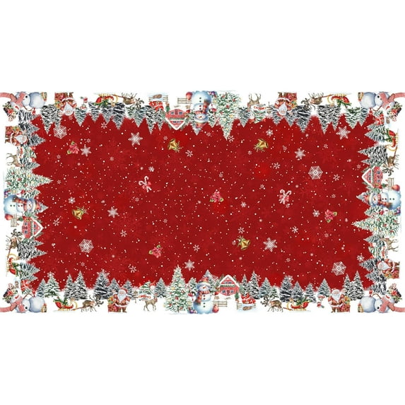 Red Christmas Tablecloth Rectangle 60x102 Inch, Winter Xmas Snowman Santa Christmas Tree Table Cloth Cover Rectangle Table Washable, Holiday Christmas Tablecloths for Rectangle Tables
