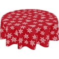 thumbnail image 1 of Red Christmas Tablecloth Round 60 Inch Merry Christmas Snowflakes Decoration Table Cloth Washable Farmhouse Fabric Winter Table Cover for Dining Kitchen Holiday Party Picnic Indoor Outdoor Home Decor, 1 of 6