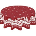 thumbnail image 1 of Red Christmas Tablecloth Round 70 Inch Deer Snowflake Winter Table Cloth Washable Farmhouse Merry Christmas Table Cover for Kitchen Dinner Room Holiday Party Indoor Outdoor Home Decor, 1 of 6