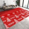 thumbnail image 1 of Red Christmas Theme Area Rug, White Snowflakes Holiday Print Kids Rugs, Non-Slip And Stain Resistant Home Carpet For Boys Girls Bedroom Living Room Classroom Nursery, 1 of 7