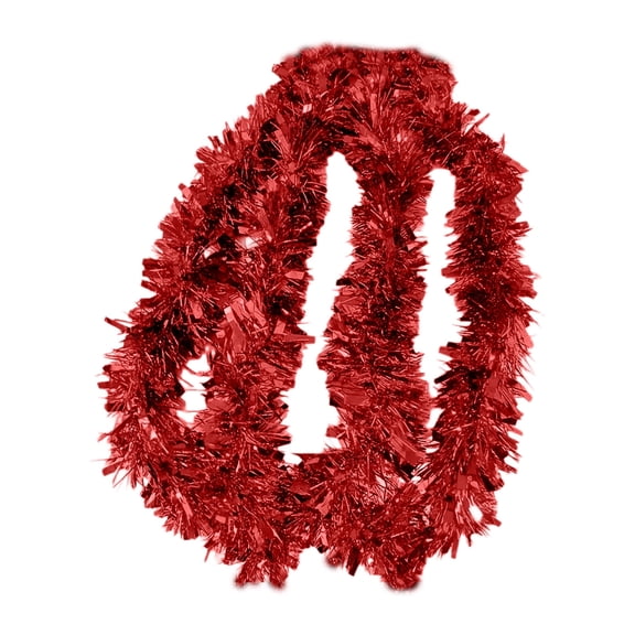 Red Christmas Tinsels Garland With Metallic Design For Tree And Party Decoration Sparkling And Reusable