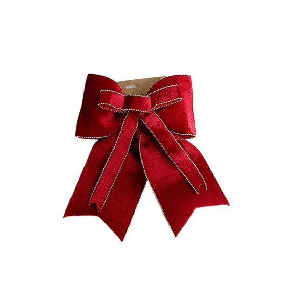 Red Christmas Tree Bow Double Layer Christmas Hanging Decoration Double Layer Velvet Christmas Bow Soft Velvet Tree Top Bow