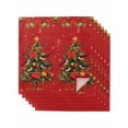 thumbnail image 1 of Red Christmas Tree Cloth Napkins Set of 6, Xmas Tree Snowflake Poinsettia Washable Reusable Dinner Cocktail Napkin for Kitchen Party Wedding Banquet Holiday Baby Shower Table Decor, 1 of 7