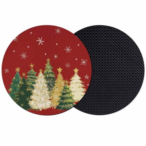 Red Christmas Tree Coasters Set of 2, Absorbent Coasters for Drinks, Xmas Tree Winter Snowflake Coaster for Desk Coffee Table Protection, Home Decor House Warming Gifts 4"