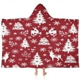 thumbnail image 1 of Red Christmas Tree and Deer Pattern Hooded Bath Towel，60"x35" for Ages 3 To 12 Kids, Quick Dry Lightweight Soft Microfiber Hood Beach Towel Cover Up for Kids, 1 of 7