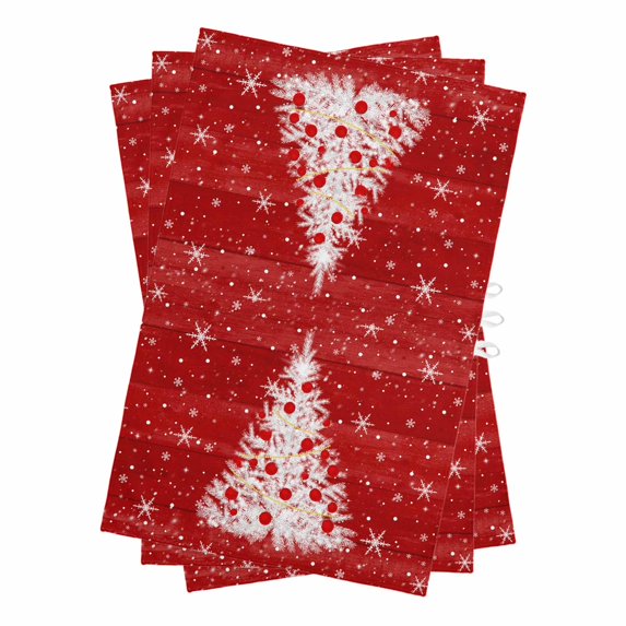 Red Christmas Tree Kitchen Towels Set of 3, Water Absorbent Dish Towel, Vintage Balls Snowflake Xmas Tree Decorative Hand Towels - Quick Drying Cloth for Cooking Baking, 18x28 Inch