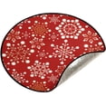 thumbnail image 1 of Red Christmas Christmas Tree Mats Waterproof Tree Skirt, Snowflakes Texture Xmas Tree Stand Tray Mat Floor Protector Pad for Holiday Party Decoration, 28.3", 1 of 6
