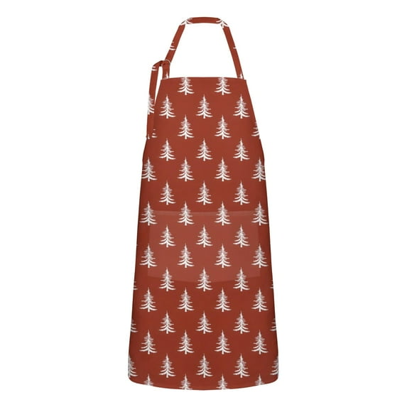 Red Christmas Tree Apron-Garden Aprons for Women with Pockets-Cotton Linen Waterproof Kitchen Cooking Gardening Aprons Adjustable for Kitchen,Cooking,BBQ and Salon 32"x27"