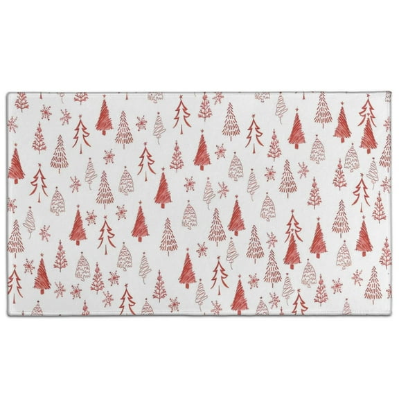Red Christmas Tree Pattern Door Rugs,Washable Non Slip Door Mats Indoor,Decorative Door Mats,Entry Mat Indoor for Entrance,Bedroom,Kitchen,Bathroom,17"x30"