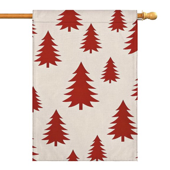 Red Christmas Tree Pattern Fall Garden Flags 28"x40" Double Side,Small Yard Flags for Outside,Outdoor Fall Decor,Autumn Funny Garden Flag Yard Decoration