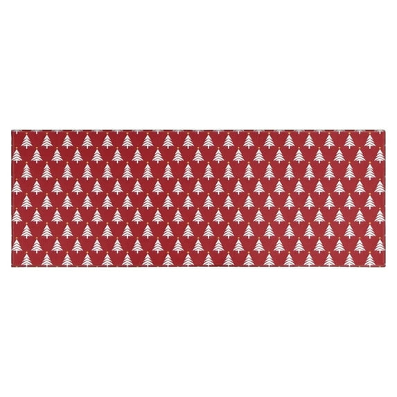 Red Christmas Tree Pattern Kitchen Rug Mat,Kitchen Runner Rugs Non Skid Washable,Decorative Kitchen Floor Mats for Kitchen,Sink,Laundry,17"X47"