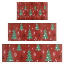 Red Christmas Tree Pattern Kitchen Rugs Sets Of 3,Kitchen Runner Rugs Non Skid Washable,Decorative Kitchen Floor Mats for Kitchen,Sink,Laundry,17"x30"  17"x47"   17"x59"