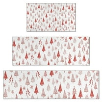 Red Christmas Tree Pattern Kitchen Rugs Sets Of 3,Kitchen Runner Rugs Non Skid Washable,Decorative Kitchen Floor Mats for Kitchen,Sink,Laundry,17"x30" 17"x47" 17"x59"