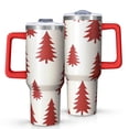 thumbnail image 1 of Red Christmas Tree Pattern Tumbler with Handle and Lid,40oz Double Wall Vacuum Insulated Tumbler,Cups Gift for Women and Men, 1 of 7