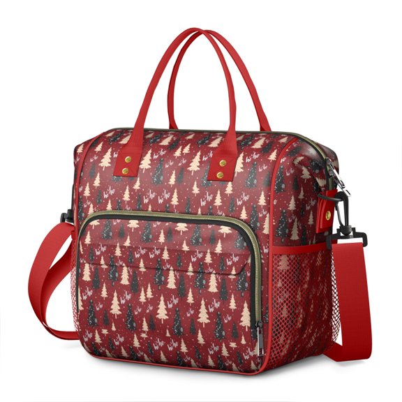 Red Christmas Tree Pattern Womens Lunch Box for Work,Insulated Large Lunch Bag for Tween and Teen,Loncheras Para Mujer,Leakproof Adult Lunch Bag for Work,Beach,Travel,Picnic,Camping