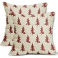 thumbnail image 1 of Red Christmas Tree Pillow Covers 16x16 Set of 2 Xmas Rustic Style Winter Print Decorative Outdoor Pillowcases Farmhouse Vintage Holiday Decorations Throw Cushion Case Decor for Couch Sofa Bed, 1 of 1