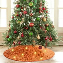 Red Christmas Tree Skirt 24 Inch Sequin Velvet Tree Skirt Mini Xmas Tree Skirts Halloween Tree Decorations Glitter Christmas Tree Cover Skirt Fall Tree Mat for Holiday Fall Christmas Tree Ornaments