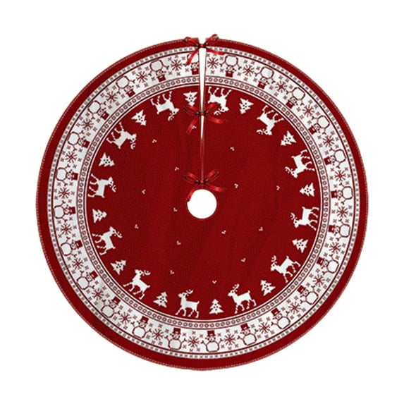 Red Christmas Tree Skirt – 29.5" Reusable Polyester Tree Mat for Holiday Gifts Display, Floor Protection, Indoor & Outdoor Christmas Decorations