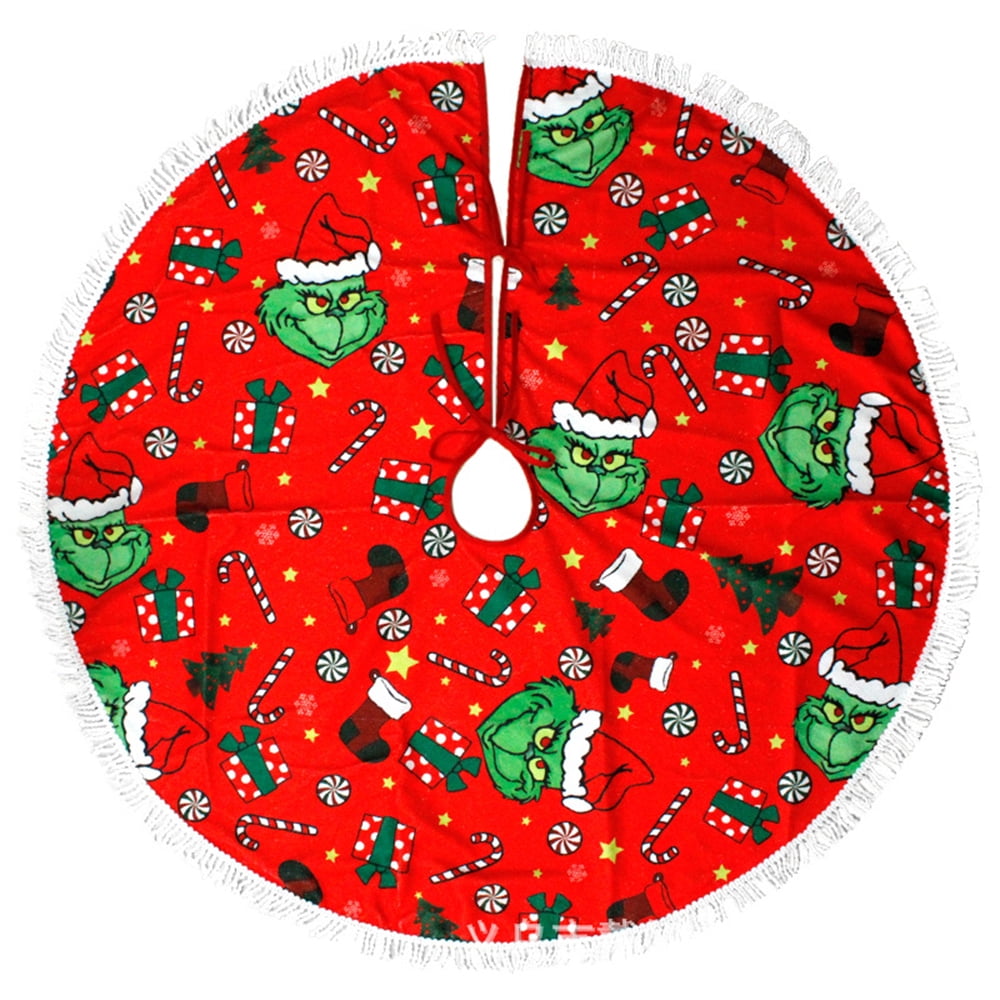 Red Christmas Tree Skirt 48 Inch Grinch Christmas Tree Skirt Farmhouse