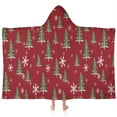 thumbnail image 1 of Red Christmas Tree and Snowflake Pattern Hooded Bath Towel，60"x35" for Ages 3 To 12 Kids, Quick Dry Lightweight Soft Microfiber Hood Beach Towel Cover Up for Kids, 1 of 7