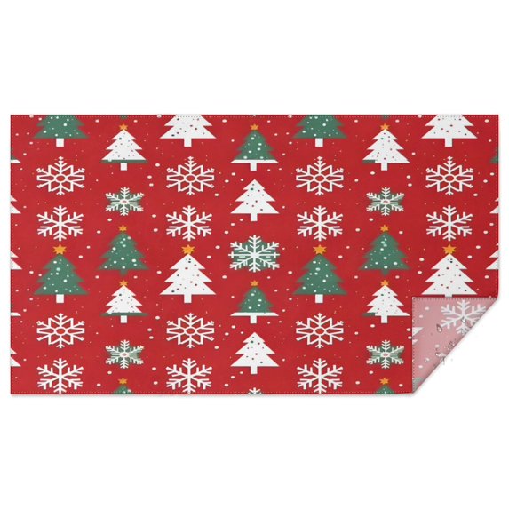 Red Christmas Tree and Snowflake Pattern Rectangle Tablecloth 60"x102",Waterproof Polyester Rectangle Table Cloth, Wipeable Spillproof Polyester Tablecloth for Dining, Camping, Indoor and Outdoor