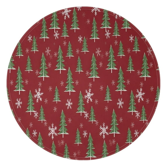 Red Christmas Tree and Snowflake Pattern Round Blanket,Comfortable Soft Flannel Throw Blanket,All Season,Warm Lightweight Blankets for Sofa Bed Couch Living Room Chair 47"x47"