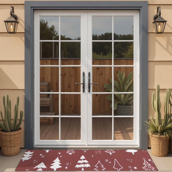 Red Christmas Tree and Star Pattern Door Rugs,Washable Non Slip Door Mats Indoor,Decorative Door Mats,Entry Mat Indoor for Entrance,Bedroom,Kitchen,Bathroom,16"x47"