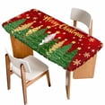thumbnail image 1 of Red Christmas Tree Table Cloths for 5 Foot Rectangle Tables, Green Xmas Tree Snowflake Stars Winter Patio Waterproof Elastic Fitted Tablecloths, Washable Rectangular Table Cover for Camping, 1 of 8