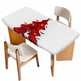 thumbnail image 1 of Red Christmas Tree Table Cloths for 5 Foot Rectangle Tables, Xmas Reindeer Modern Abstract Art Patio Waterproof Elastic Fitted Tablecloths, Washable Rectangular Table Cover for Camping, 1 of 8