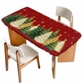 thumbnail image 1 of Red Christmas Tree Table Cloths for 6 Foot Rectangle Tables, Xmas Tree Winter Snowflake Patio Waterproof Elastic Fitted Tablecloths, Washable Rectangular Table Cover for Camping, 1 of 8
