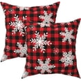 thumbnail image 1 of Red Christmas Tree Throw Pillow Covers 18x18 Inch Set of 2 Winter Xmas Outdoor Decorative Pillows Cover Holiday Farmhouse Linen Cushion Case for Bed Couch Sofa Decor, 1 of 6