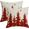 thumbnail image 1 of Red Christmas Tree Throw Pillow Covers 18x18 Inch Set of 2 Winter Xmas Outdoor Decorative Pillows Cover Holiday Farmhouse Linen Cushion Case for Bed Couch Sofa Decor, 1 of 6