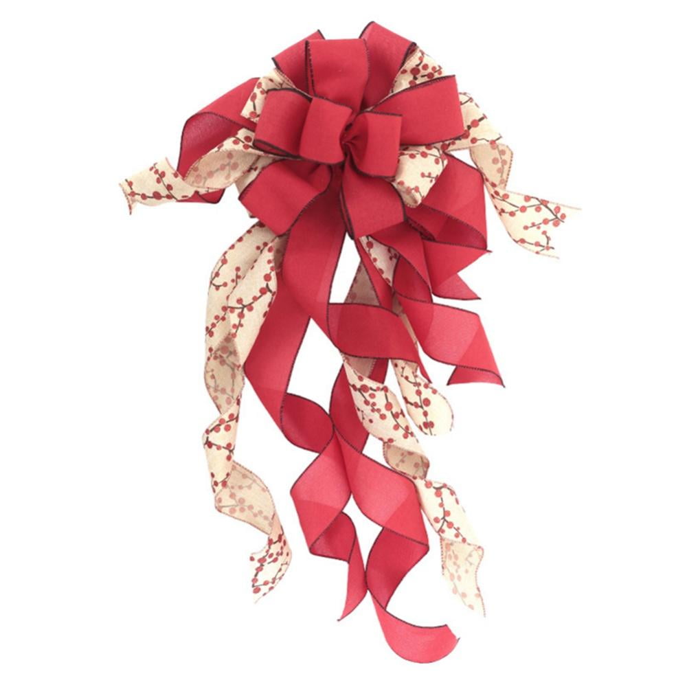 Red Christmas Tree Topper,Topper Bow, 12x34 Inch with Glitter Satin ...