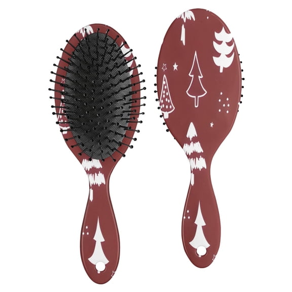 Red Christmas Tree and Star Pattern Hair Brush,Girls Detangling Hair Brush,Glide Through Tangles with Ease for Wet & Dry Hair,8.8"X2.8"
