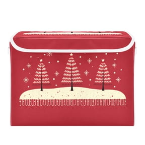 Red Christmas Trees Foldable Storage Bin with Lid and Handle Collapsible Storage Box 16.5 x 12.6 x 11.8 inches