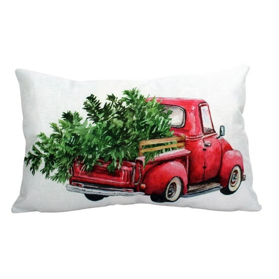 Red Christmas Truck Driving Away Pillow Cover | Red Truck | Christmas Decor | Throw Pillow | Home | Christmas tree | Christmas Gifts