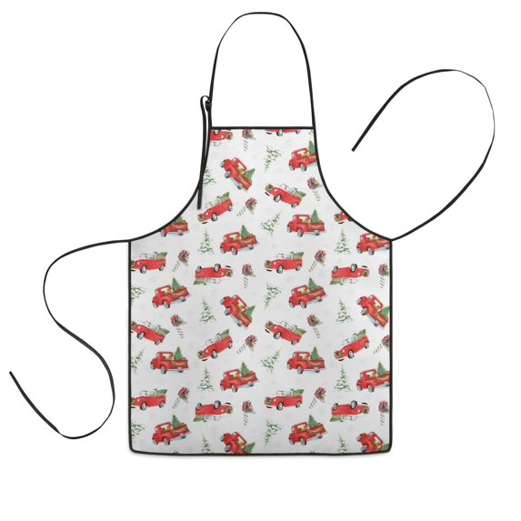 Red Christmas Truck Pattern Kids Aprons for Girls and Boys,Adjustable Neck Strap Toddler Aprons for Kids Cooking Baking