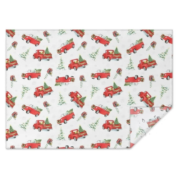 Red Christmas Truck Pattern Rectangle Tablecloth 60"x84",Waterproof Polyester Rectangle Table Cloth, Wipeable Spillproof Polyester Tablecloth for Dining, Camping, Indoor and Outdoor