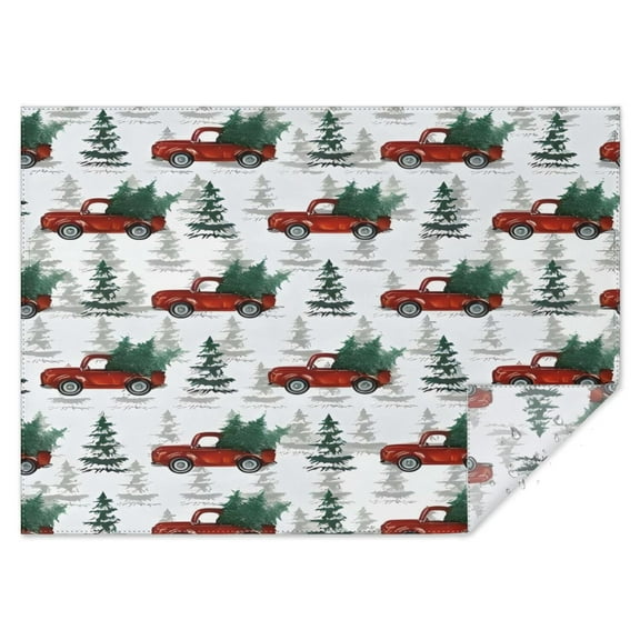 Red Christmas Truck and Tree Pattern Rectangle Tablecloth 60"x84",Waterproof Polyester Rectangle Table Cloth, Wipeable Spillproof Polyester Tablecloth for Dining, Camping, Indoor and Outdoor