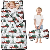 Red Christmas Truck and Tree Pattern Toddler Nap Mats for Kids Preschool,50"x20" Sleeping Mat Bag or Kids,Toddler Sleeping Bag,Toddler Nap Mat or Daycare