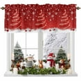 thumbnail image 1 of Red Christmas Valances for Windows, Shiny Star Xmas Tree Balls Snowflake Winter Rod Pocket Valance Short Window Treatments Curtains for Kitchen Bathroom Bedroom Decor, 42 x 12 In, 1 of 9