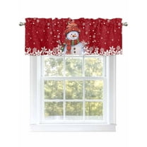 Red Christmas Valances for Windows Snowman with Cap Xmas Snowflake Rod Pocket Curtains Valance Short Window Treatment Drapes for Living Room, Bedroom Bathroom 54" W x 18" L